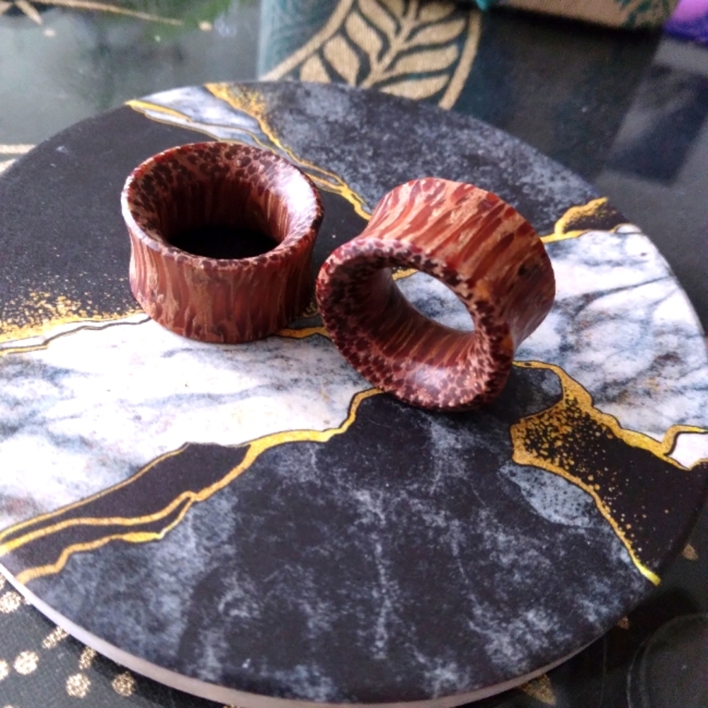 Pair Coconut Wood Tunnels Earrings Plugs  22mm